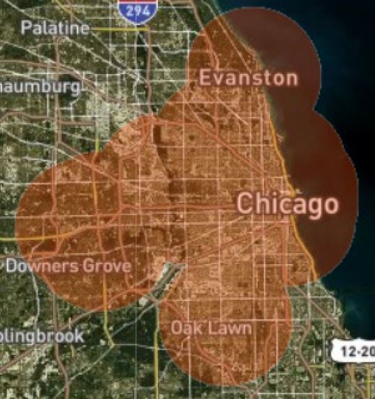 Chicago wireless Internet coverage map